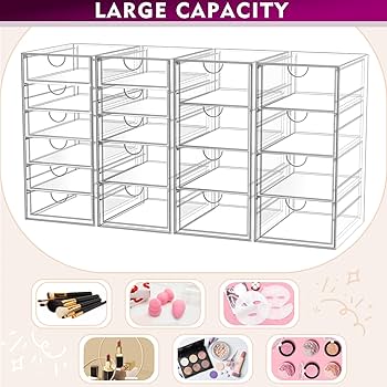 gedyビューティーボックス Amazon.com: YFXCVSL Acrylic Makeup Organizer with 19 Drawers